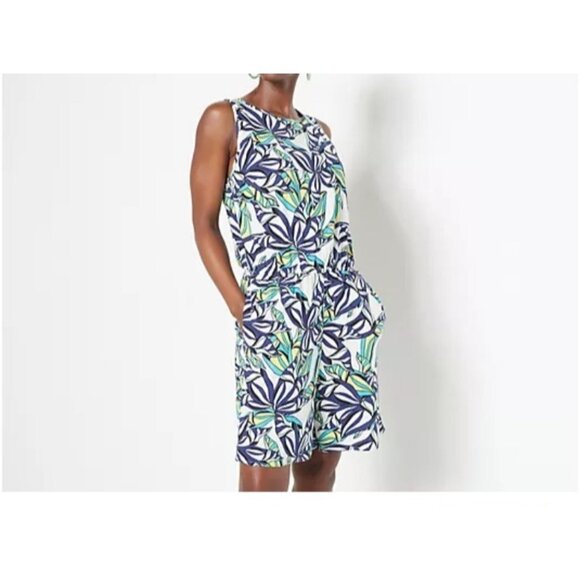 J Jason Wu 4X Woven Palm Printed Romper - Picture 1 of 11